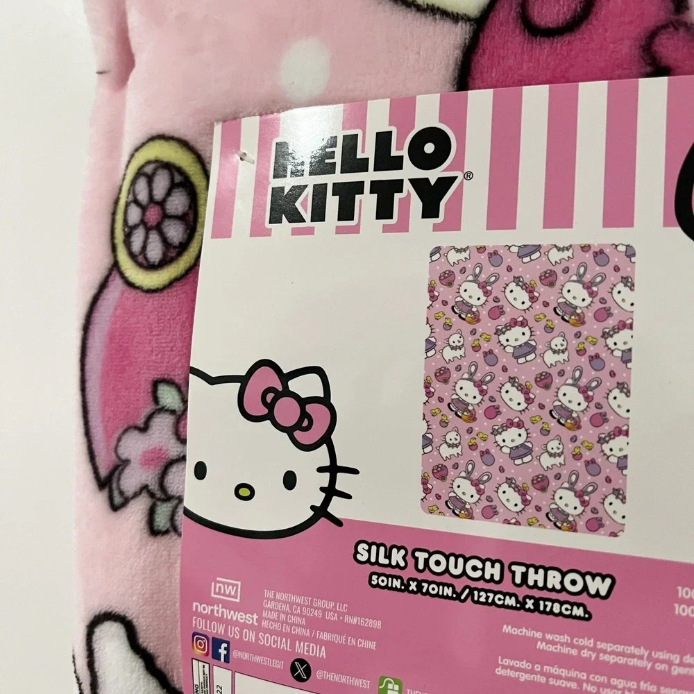 Hello Kitty Silk Touch‎ Throw Blanket Pink White Cartoon Character Fleece 50x70